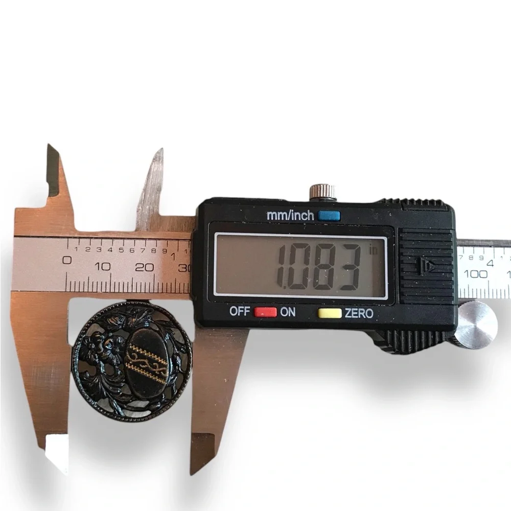 Vintage Victorian Antique Black Metal Geometric and Floral Button - Picture 4 of 5